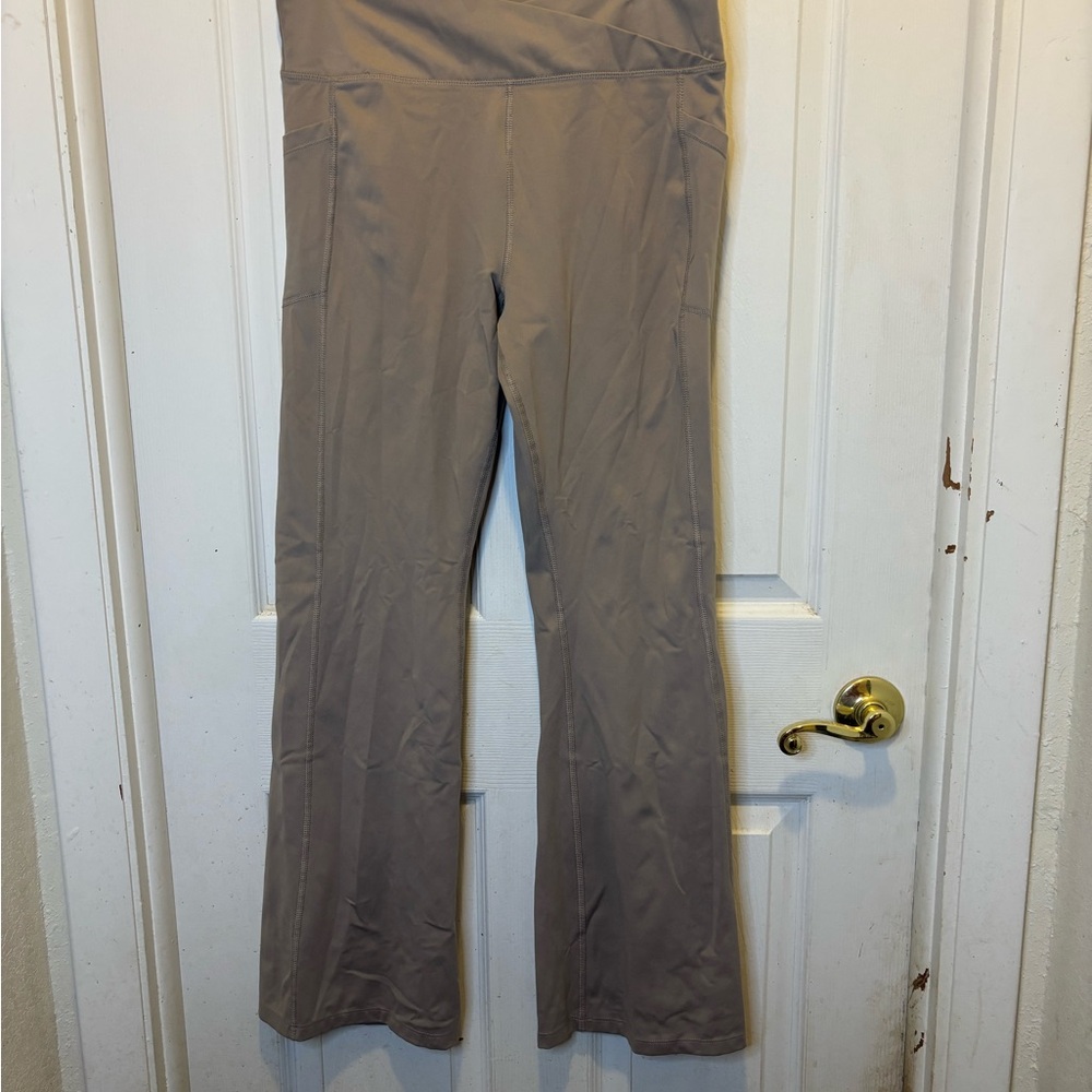 Calvin Klein Performance Beige Cross Front Wide Leg Leggings with Pockets
